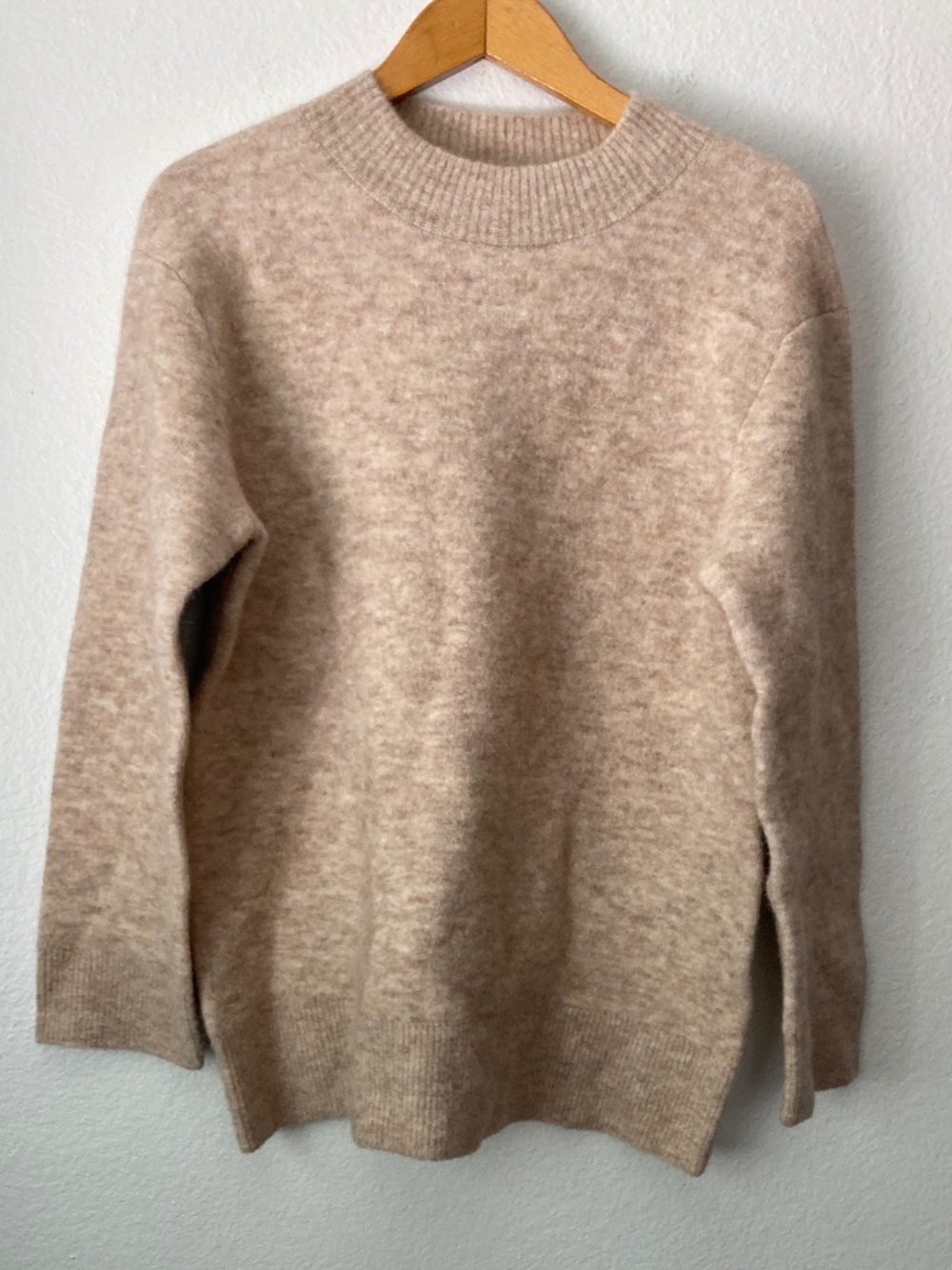 Vince Alpaca Wool Blend Mock Neck Sweater Oatmeal Heather Marl Small